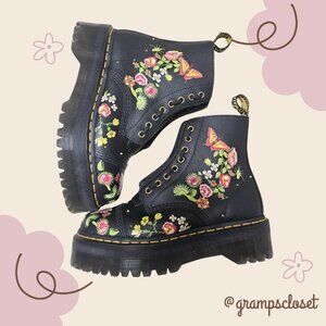 Dr. Martens Sinclair Floral Bloom Leather Platform Boots Size US L9